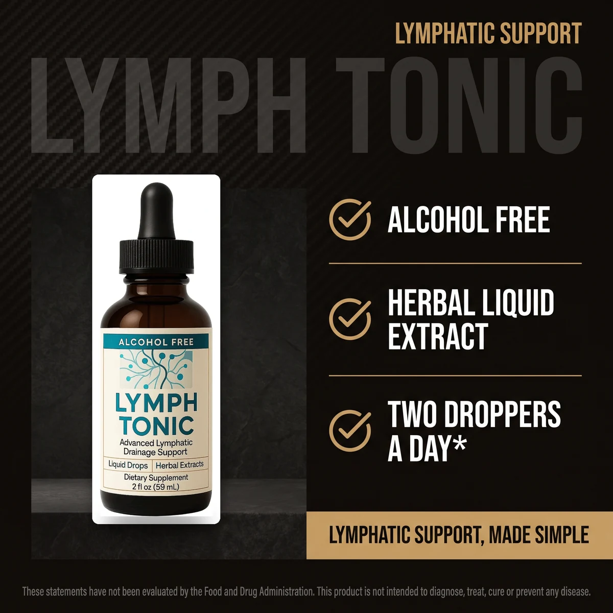 Why LymphTonic - alcohol free, herbal liquid extract, two droppers a day for lymphatic support